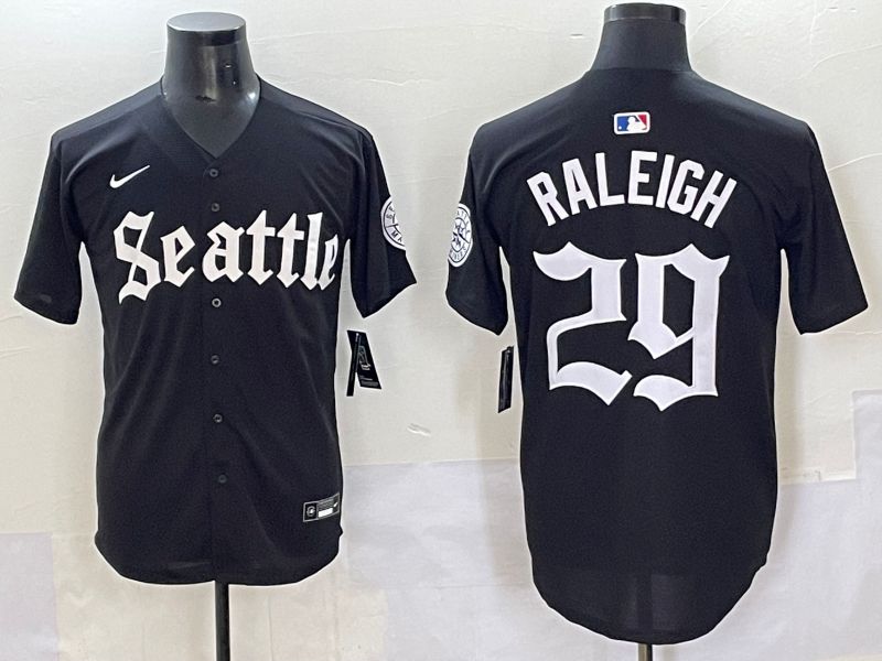 Men 2025 Seattle Mariners 29 Raleigh Black Five generations Joint Name Nike MLB Jersey style 6231